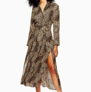 TOPSHOP Cheetah Print Shirt Dress